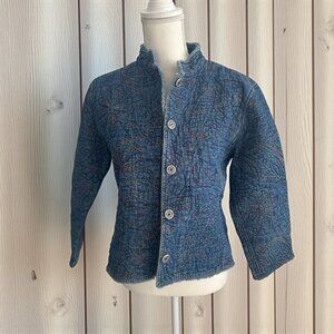 CHICOS Denim Multicolored Embroidered Jacket Size Chicos 1 US M 8